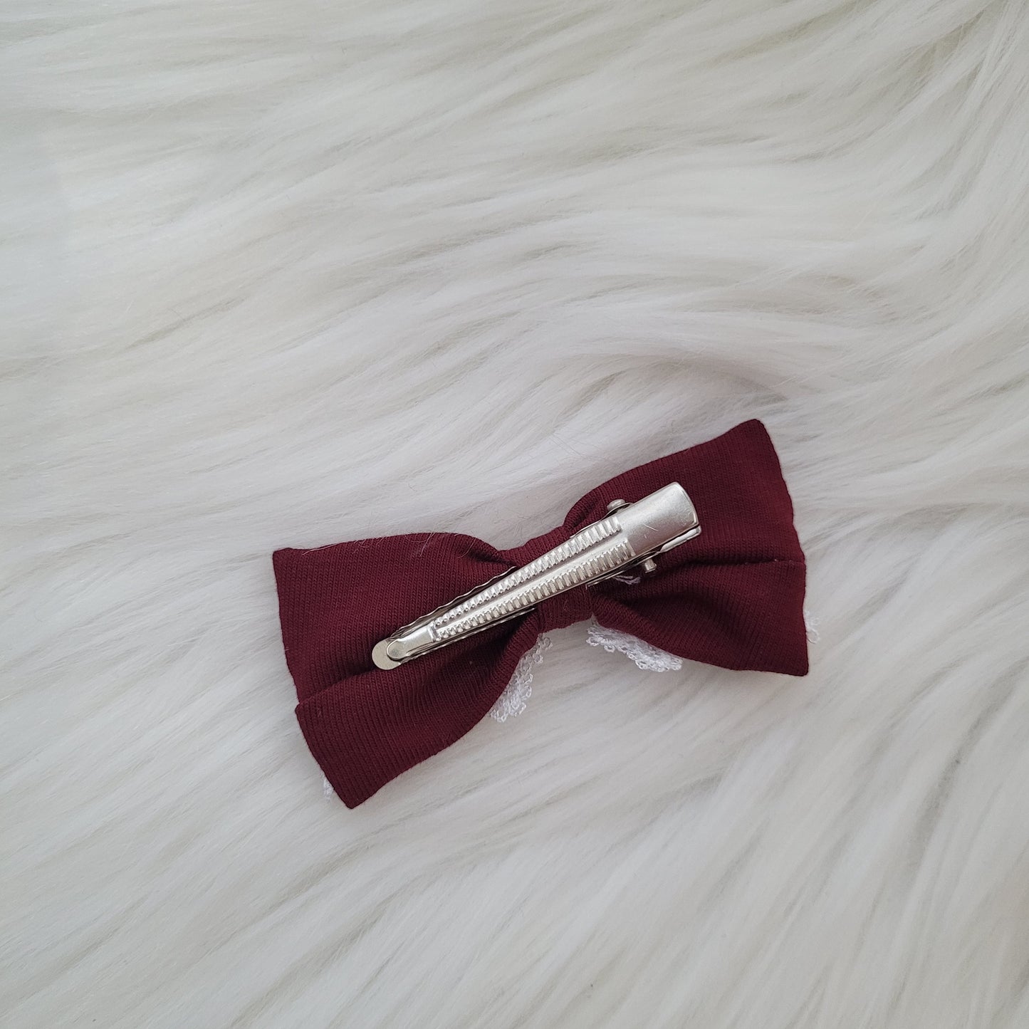 Bordeaux Haarschleife klein mit spange 18