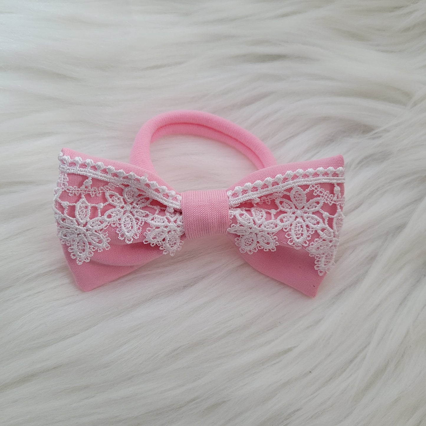 Bonbon rosa Haarschleife mittel mit haargummi