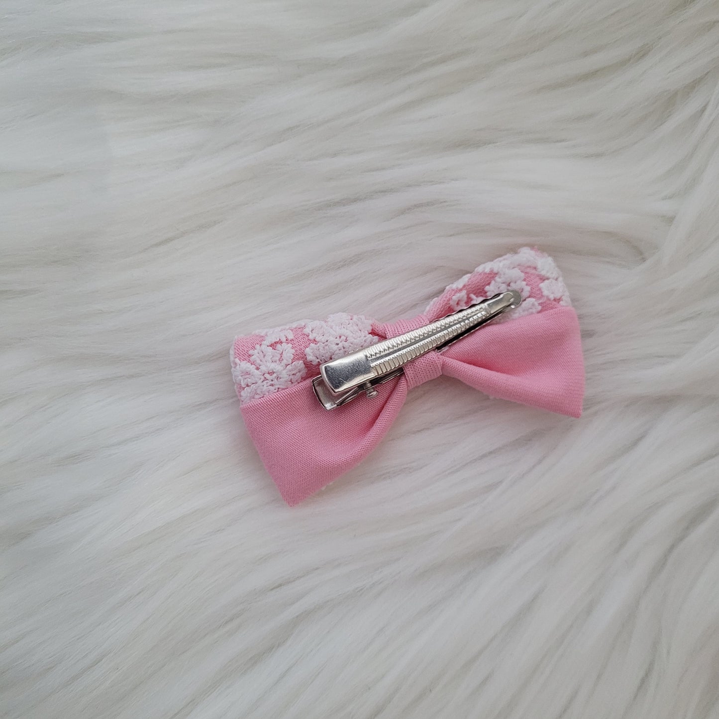 Bonbon rosa Haarschleife klein mit spange