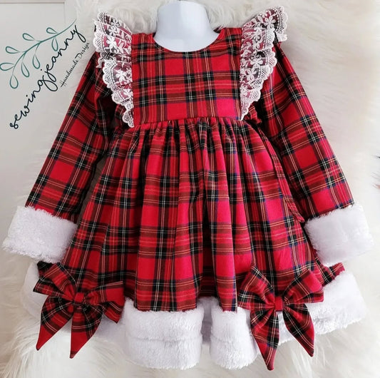 Christmas Rüschenkleid mit Plüsch