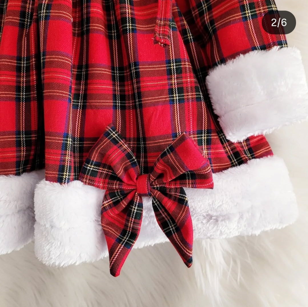 Christmas Rüschenkleid mit Plüsch