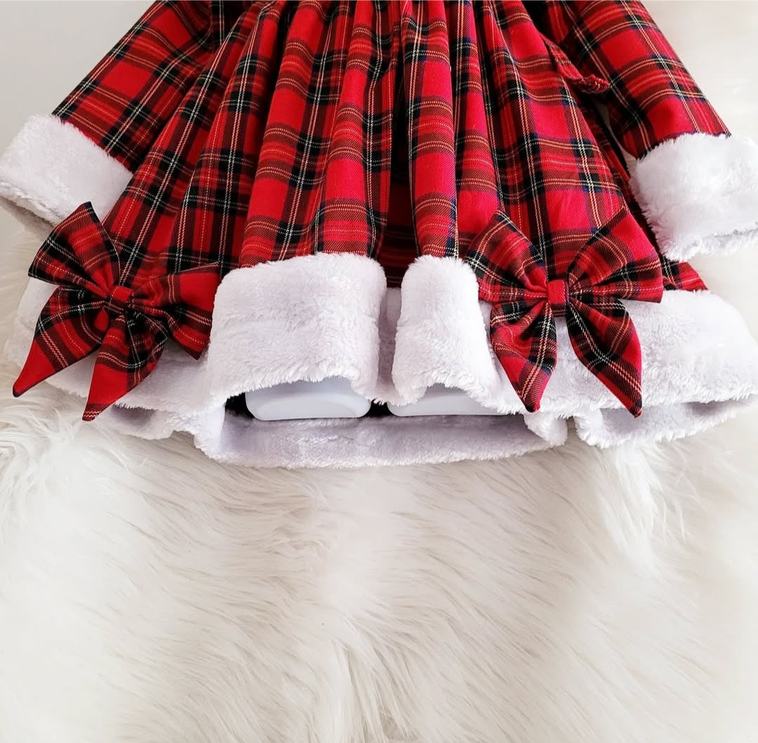 Christmas Rüschenkleid mit Plüsch