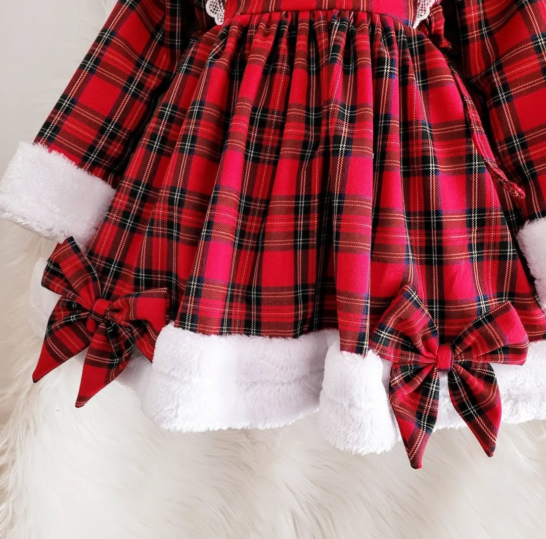 Christmas Rüschenkleid mit Plüsch