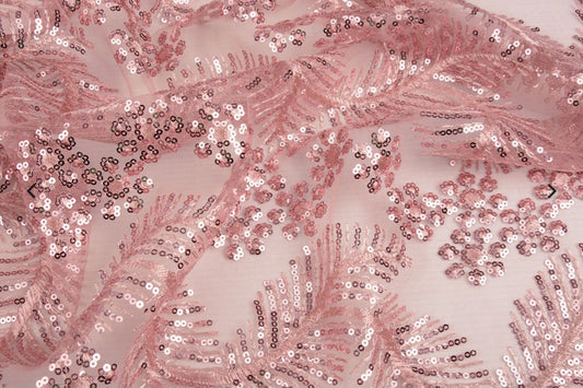 Altrosa Bestickter Tüll Stoff 10€ je Meter