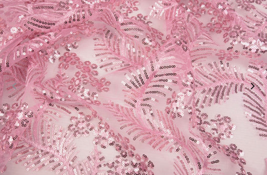 Rosa Bestickter Tüll Stoff 10€ je Meter