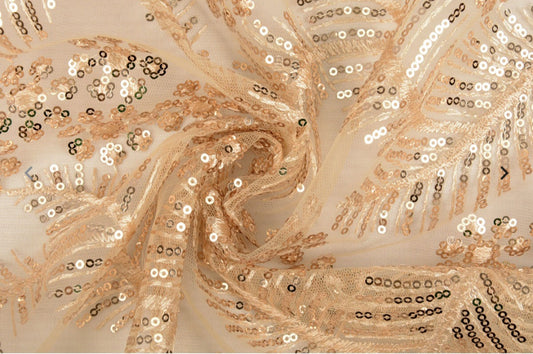 Beige Bestickter Tüll Stoff 10€ je Meter