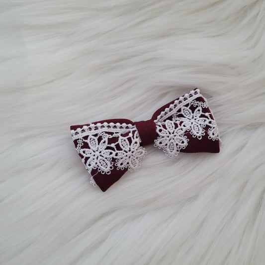 Bordeaux Haarschleife klein mit spange 18