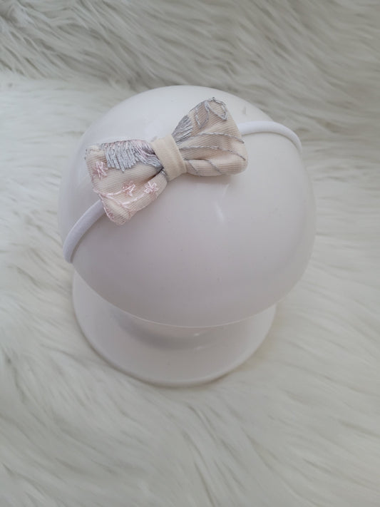 Beige Haarschleife klein mit kopfband 115