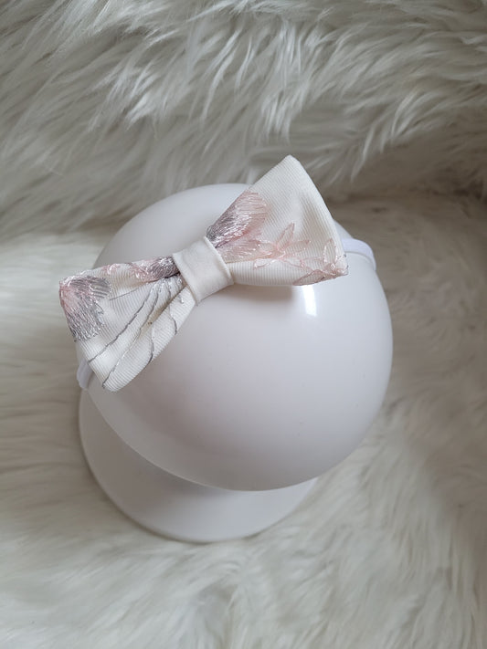 Creme Haarschleifen mittel mit kopfband 126